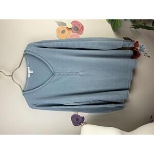 Seven7 Blue Waffle Henley Long Sleeve Top - Size - XXL